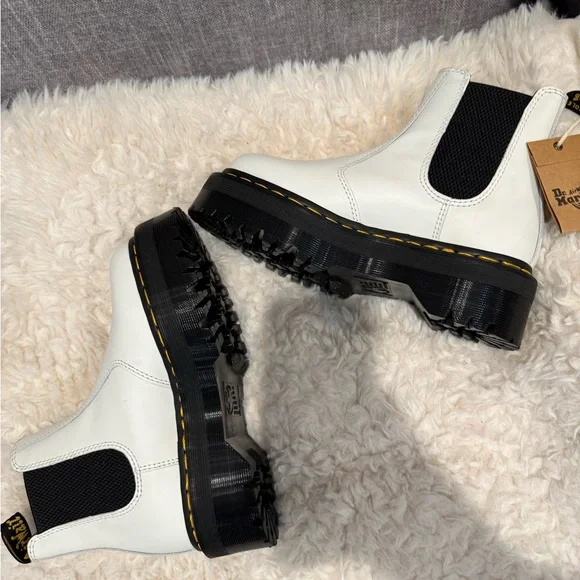 Dr. Martens White and Black Chelsea Boots - Picture 4 of 5